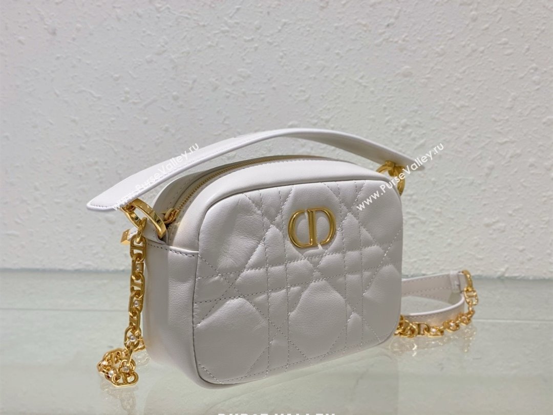Dior small Caro Top Handle Camera Bag in white Calfskin 2024 (xxg-240401-17)