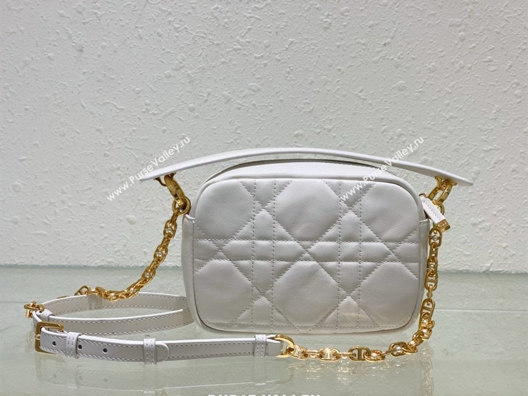 Dior small Caro Top Handle Camera Bag in white Calfskin 2024 (xxg-240401-17)