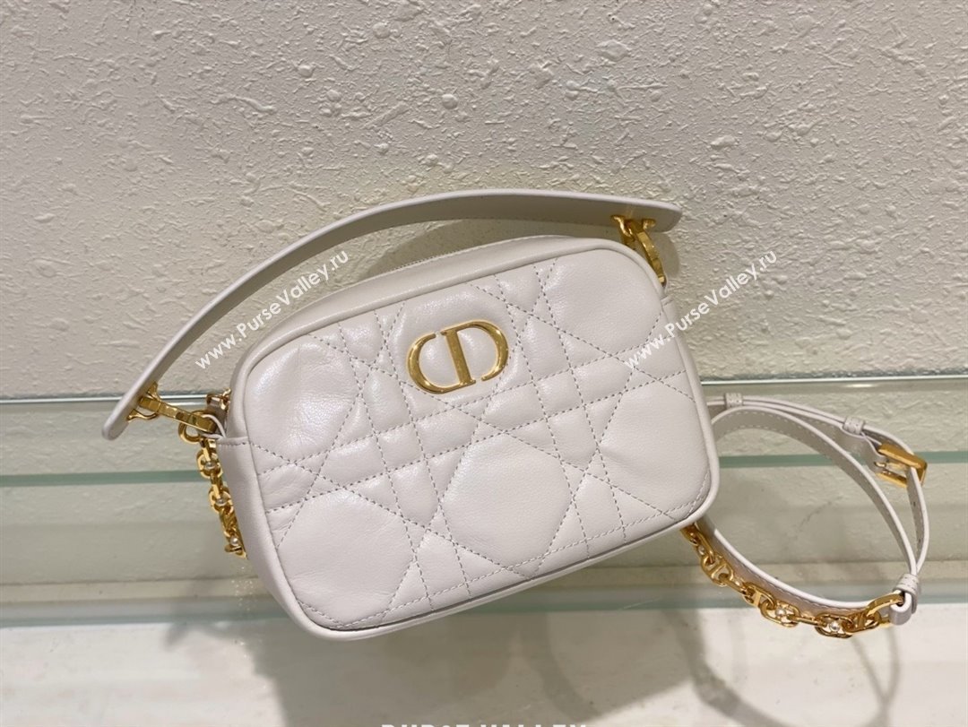 Dior small Caro Top Handle Camera Bag in white Calfskin 2024 (xxg-240401-17)