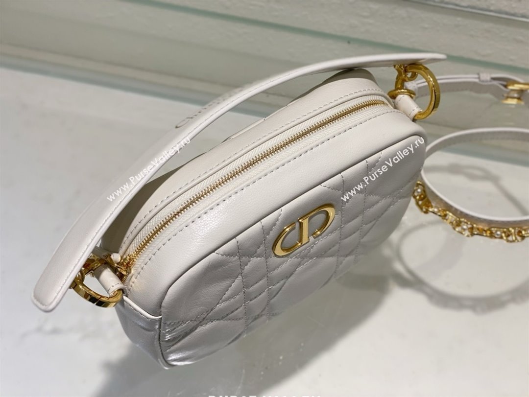 Dior small Caro Top Handle Camera Bag in white Calfskin 2024 (xxg-240401-17)