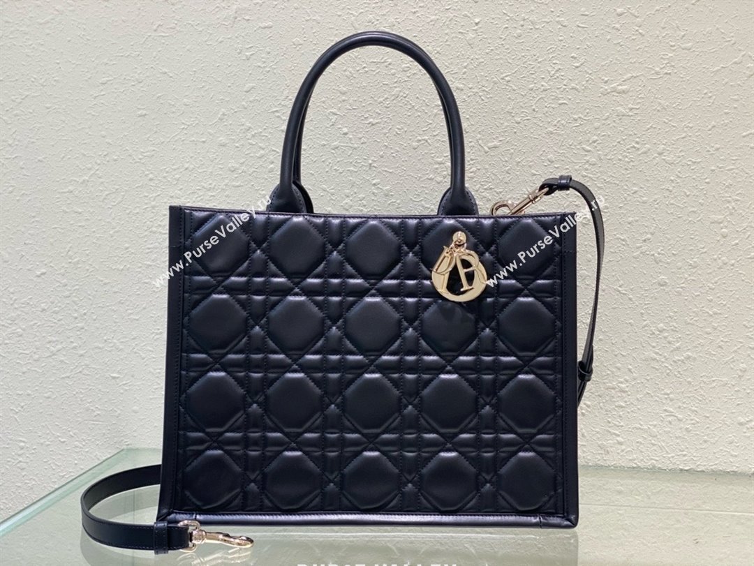 Dior Medium Book Tote Bag in black Macrocannage Calfskin 2024 (xxg-240401-01)