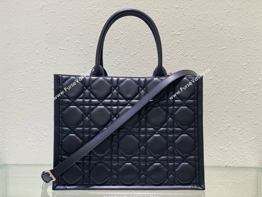 Dior Medium Book Tote Bag in black Macrocannage Calfskin 2024 (xxg-240401-01)