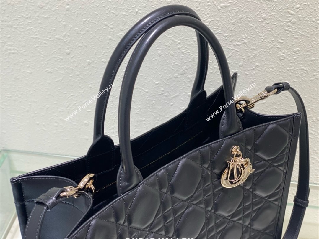 Dior Medium Book Tote Bag in black Macrocannage Calfskin 2024 (xxg-240401-01)