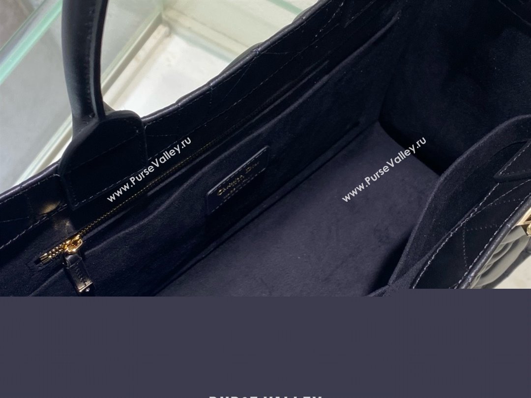 Dior Medium Book Tote Bag in black Macrocannage Calfskin 2024 (xxg-240401-01)