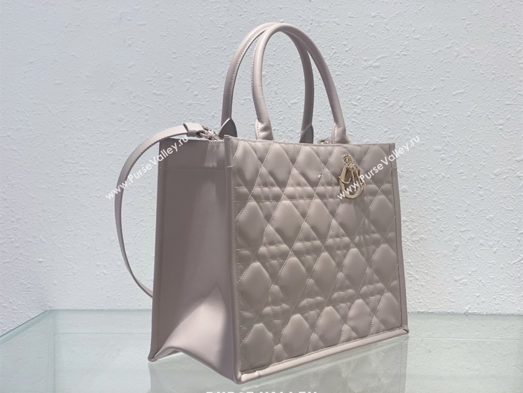 Dior Medium Book Tote Bag in nude pink Macrocannage Calfskin 2024 (xxg-240329-14)