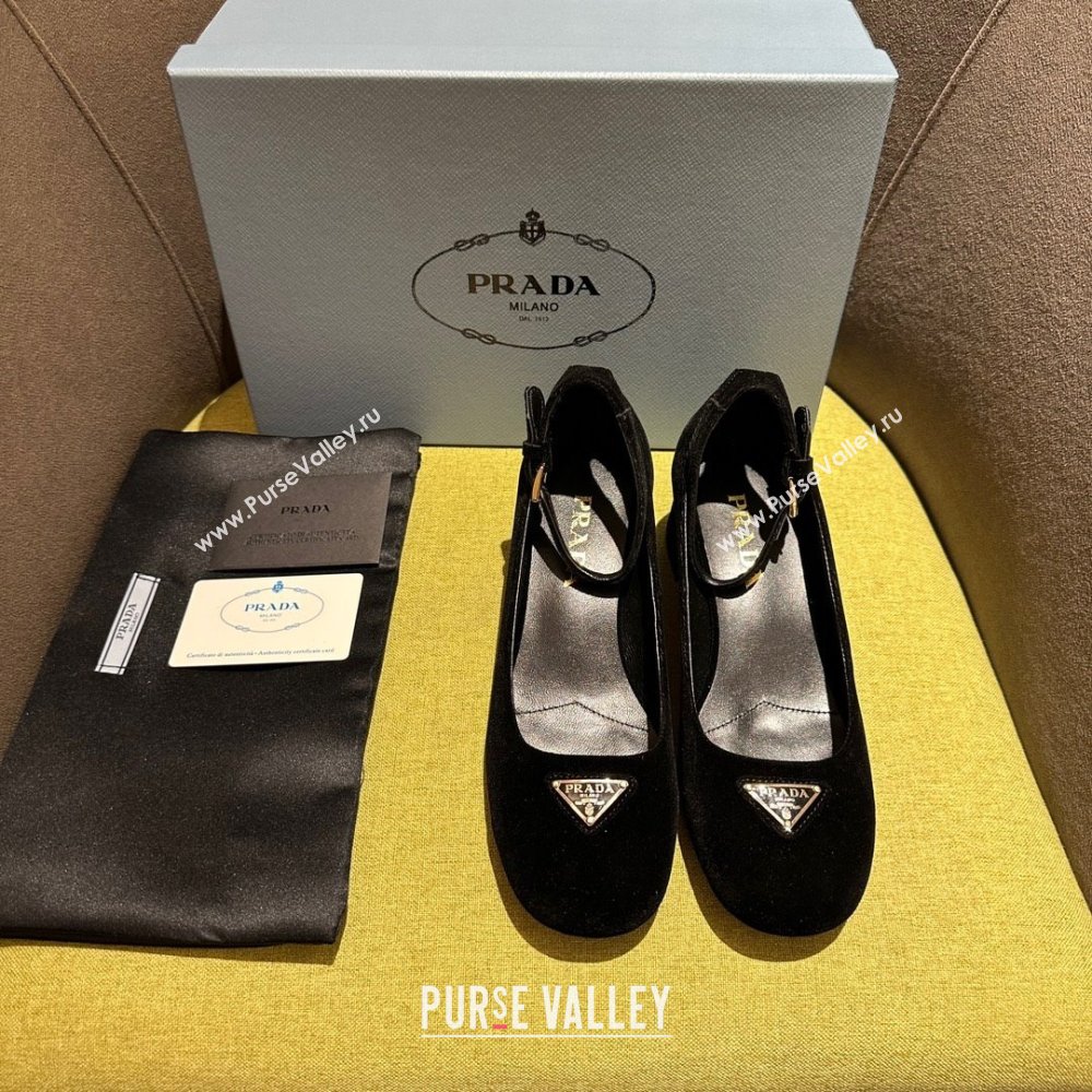 Prada Heel 4cm velvet pumps 1I358N black Spring 2024 (kaola-231227-04)