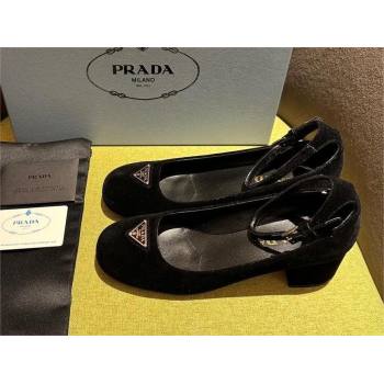 Prada Heel 4cm velvet pumps 1I358N black Spring 2024 (kaola-231227-04)