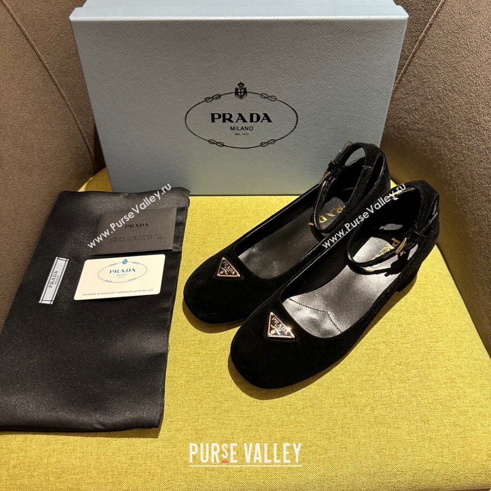 Prada Heel 4cm velvet pumps 1I358N black Spring 2024 (kaola-231227-04)
