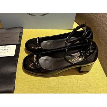 Prada Heel 4cm Patent leather pumps 1I352N black Spring 2024 (kaola-231227-01)