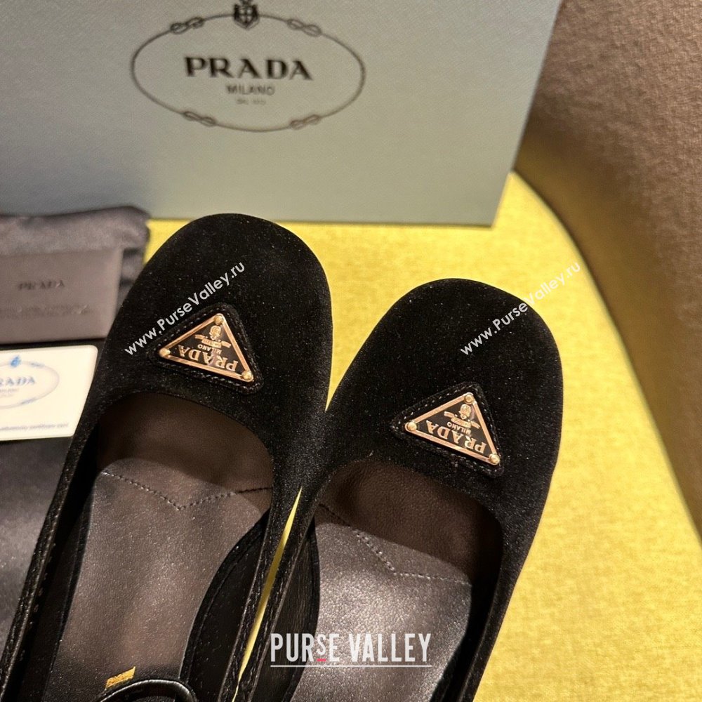 Prada Heel 4cm velvet pumps 1I358N black Spring 2024 (kaola-231227-04)