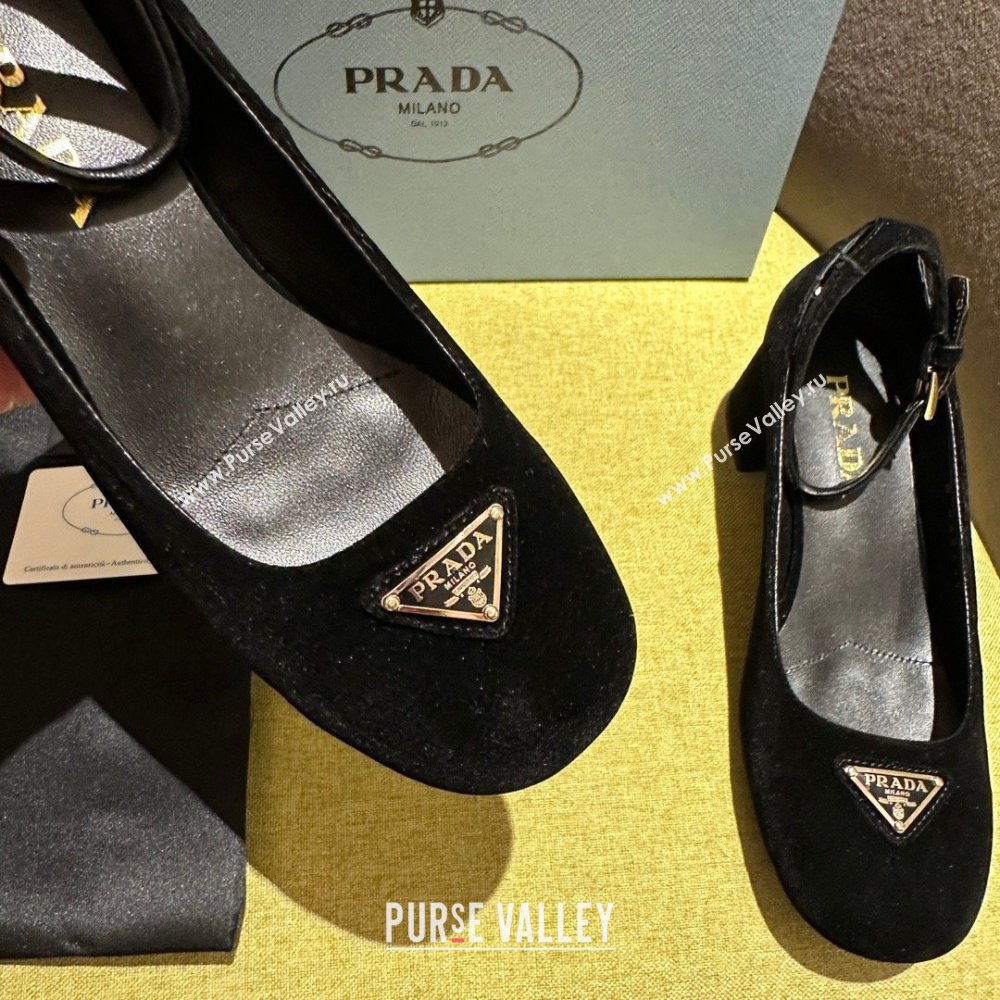 Prada Heel 4cm velvet pumps 1I358N black Spring 2024 (kaola-231227-04)