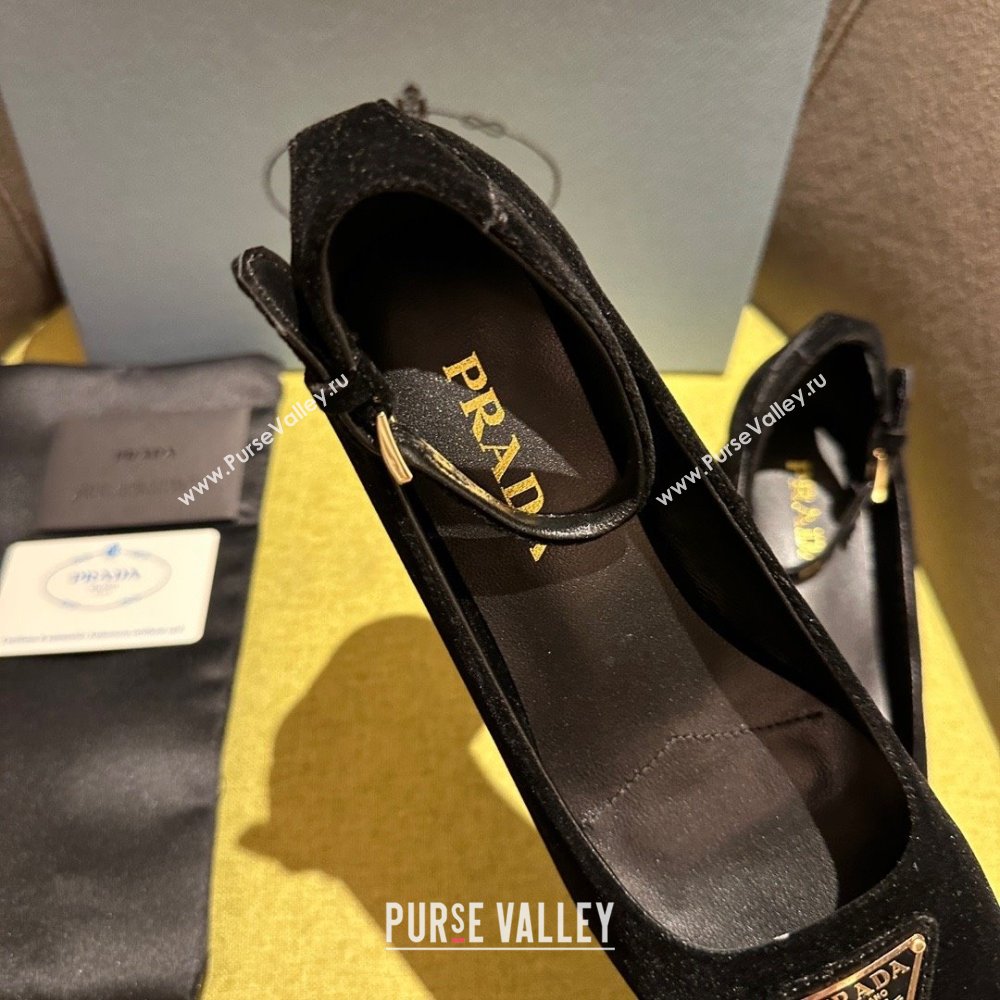 Prada Heel 4cm velvet pumps 1I358N black Spring 2024 (kaola-231227-04)