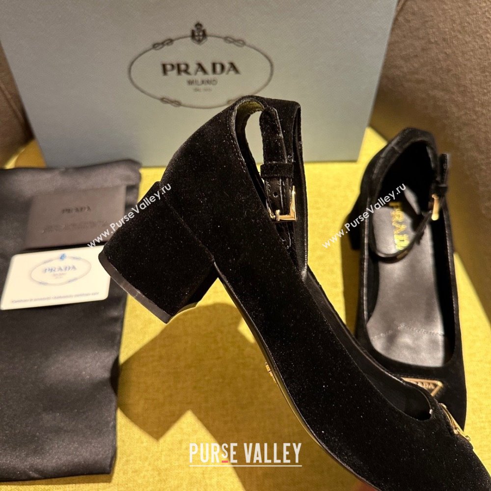 Prada Heel 4cm velvet pumps 1I358N black Spring 2024 (kaola-231227-04)