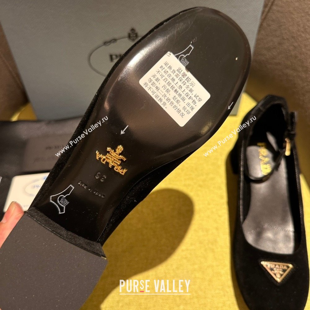 Prada Heel 4cm velvet pumps 1I358N black Spring 2024 (kaola-231227-04)