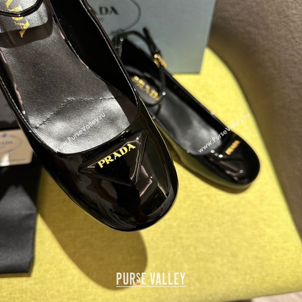 Prada Heel 4cm Patent leather pumps 1I352N black Spring 2024 (kaola-231227-01)