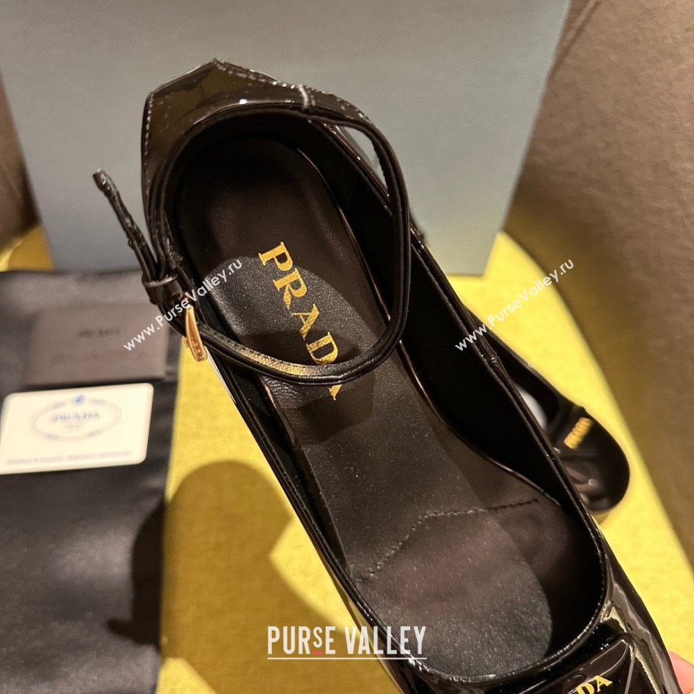 Prada Heel 4cm Patent leather pumps 1I352N black Spring 2024 (kaola-231227-01)