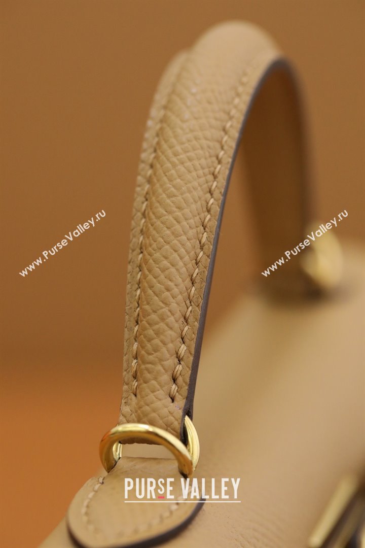 Hermes Mini Kelly II Handbag in original epsom leather chai with gold hardware(handmade) (ayan-231115-14)