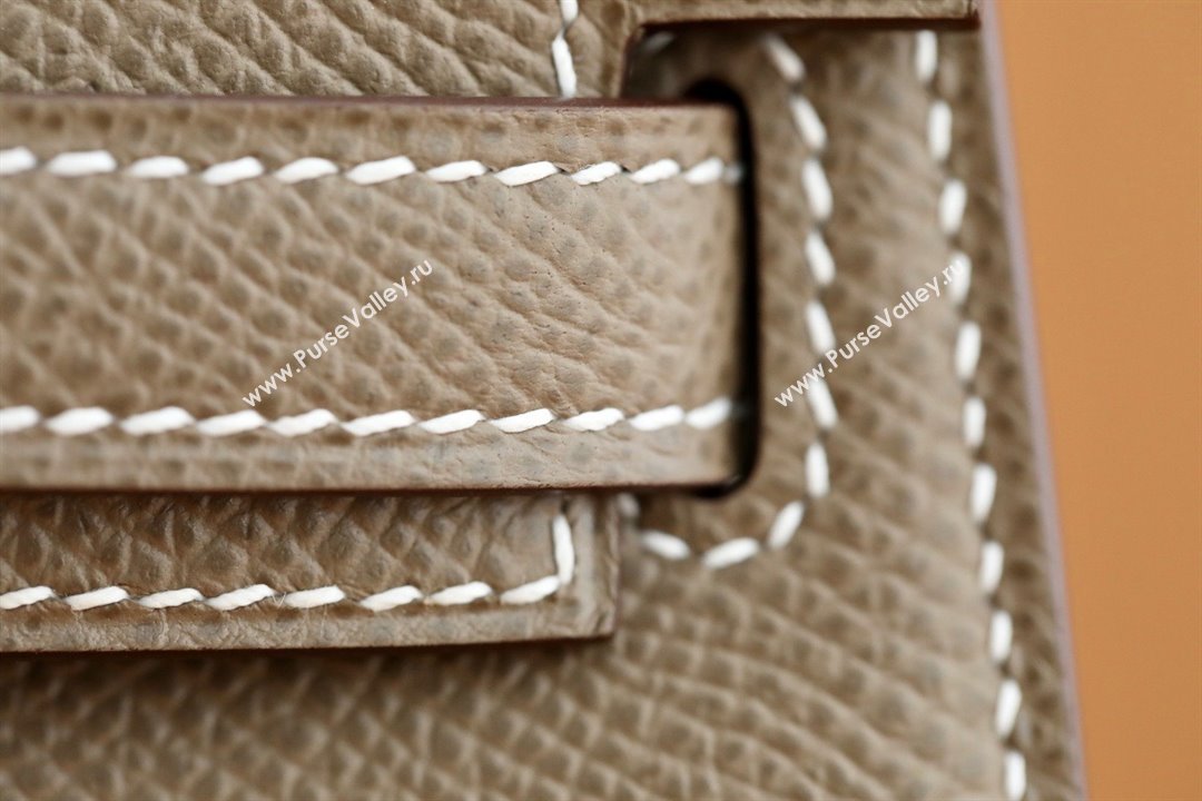 Hermes Mini Kelly II Handbag in original epsom leather etoupe with gold hardware(handmade) (ayan-231115-15)