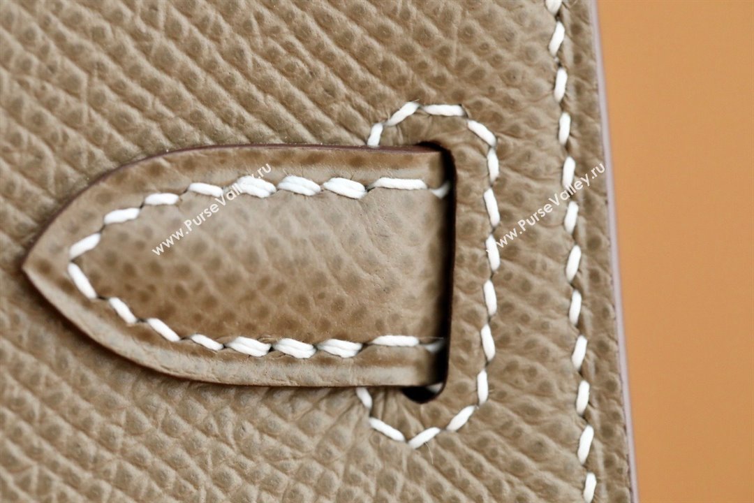 Hermes Mini Kelly II Handbag in original epsom leather etoupe with gold hardware(handmade) (ayan-231115-15)