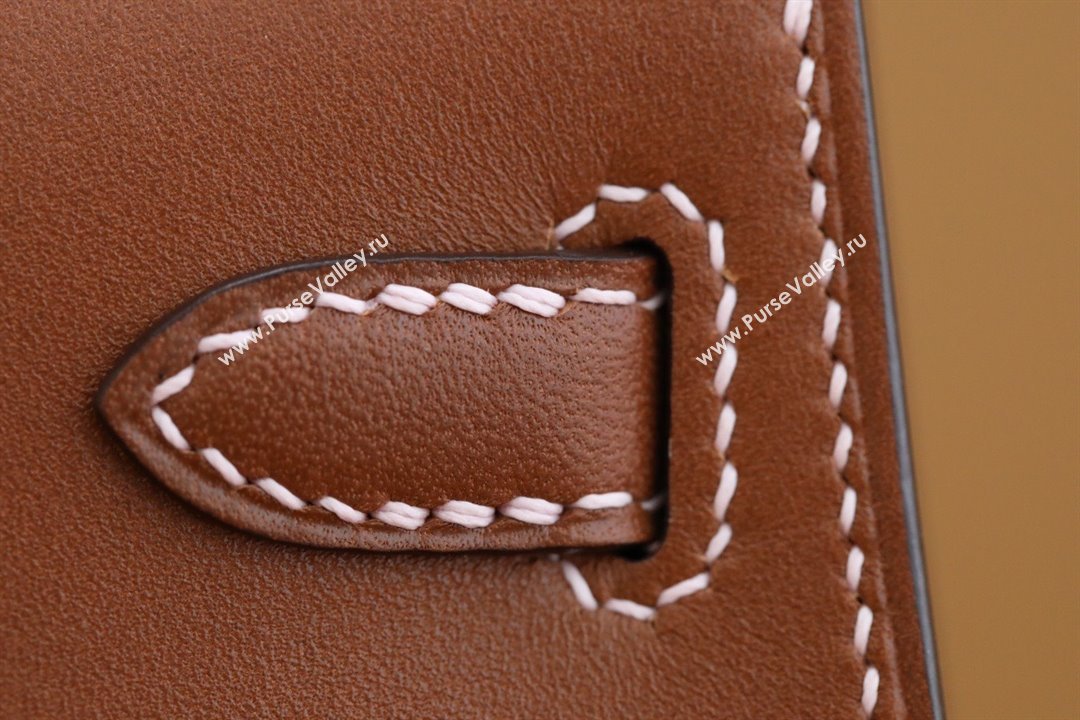 Hermes Mini Kelly II Handbag in original barenia leather gold brown with gold hardware(handmade) (ayan-231115-18)