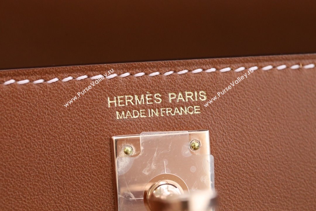 Hermes Mini Kelly II Handbag in original barenia leather gold brown with gold hardware(handmade) (ayan-231115-18)