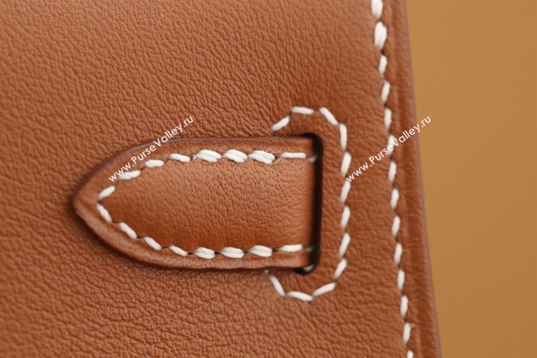 Hermes Mini Kelly II Handbag in original swift leather gold brown with silver hardware(handmade) (ayan-231115-19)