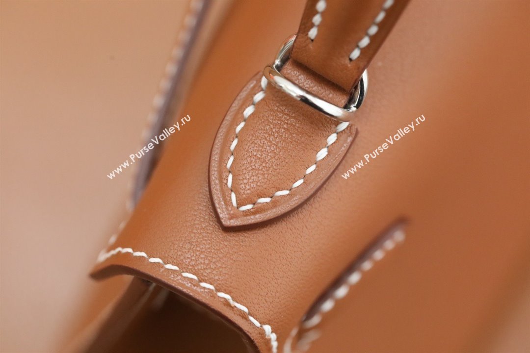 Hermes Mini Kelly II Handbag in original swift leather gold brown with silver hardware(handmade) (ayan-231115-19)