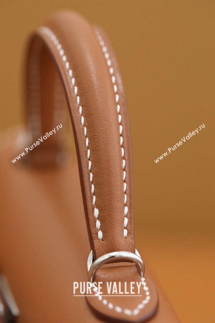 Hermes Mini Kelly II Handbag in original swift leather gold brown with silver hardware(handmade) (ayan-231115-19)