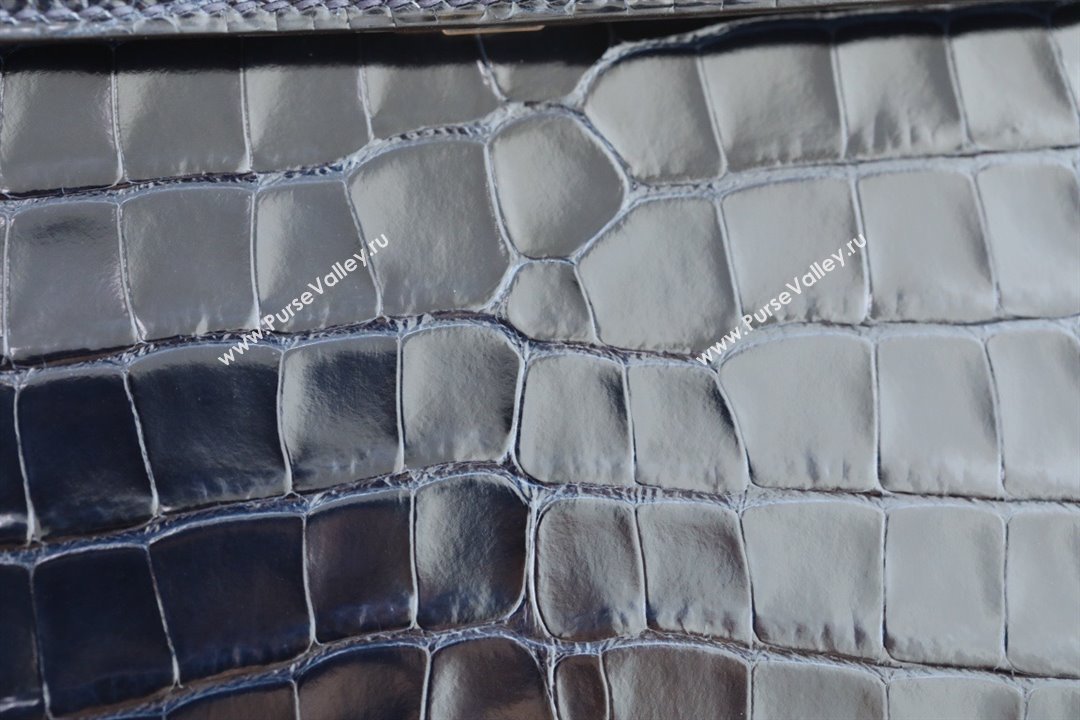 Hermes Mini Kelly II Handbag in alligator leather bleu baltique with gold hardware(handmade) (ayan-231116-11)