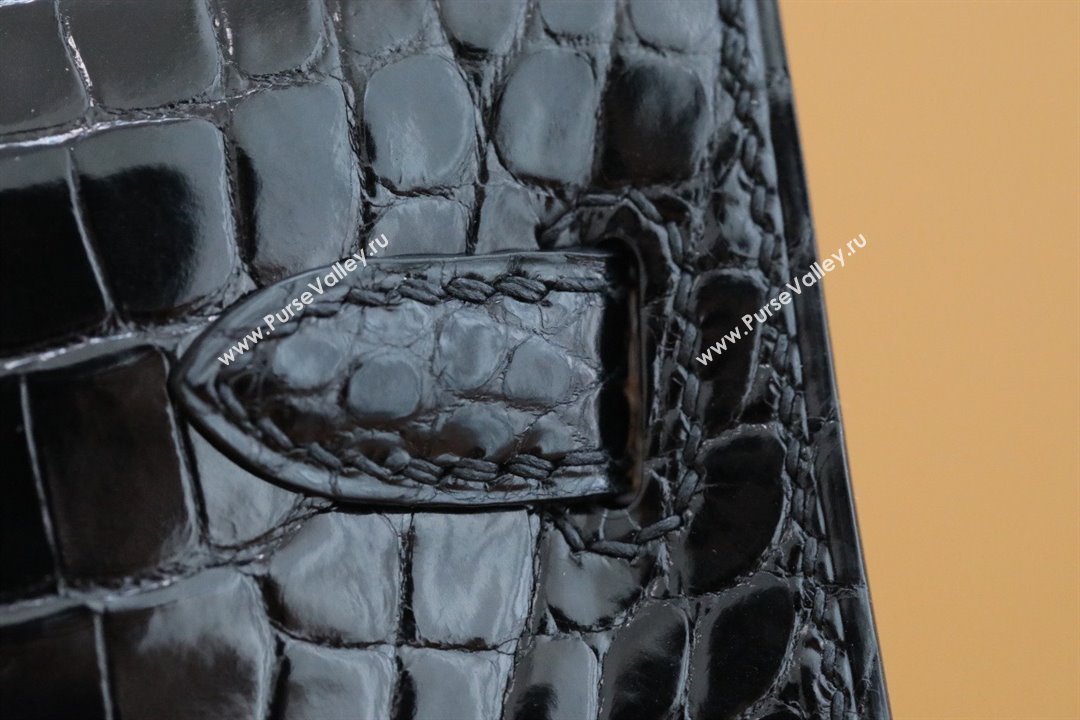 Hermes Mini Kelly II Handbag in alligator leather noir with gold hardware(handmade) (ayan-231116-12)