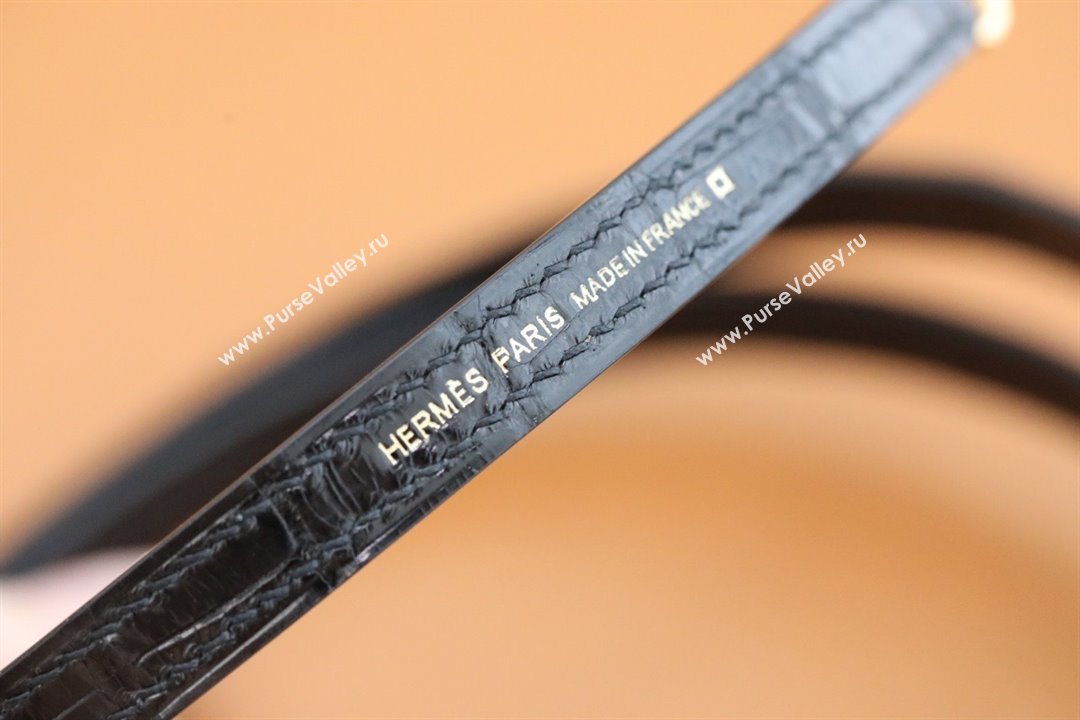 Hermes Mini Kelly II Handbag in alligator leather noir with gold hardware(handmade) (ayan-231116-12)