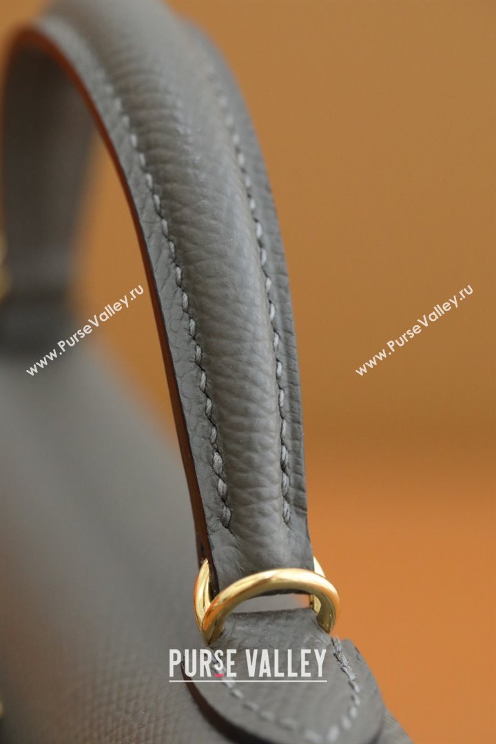 Hermes Mini Kelly II Handbag in original epsom leather gris meyer with gold hardware(handmade) (ayan-231115-11)