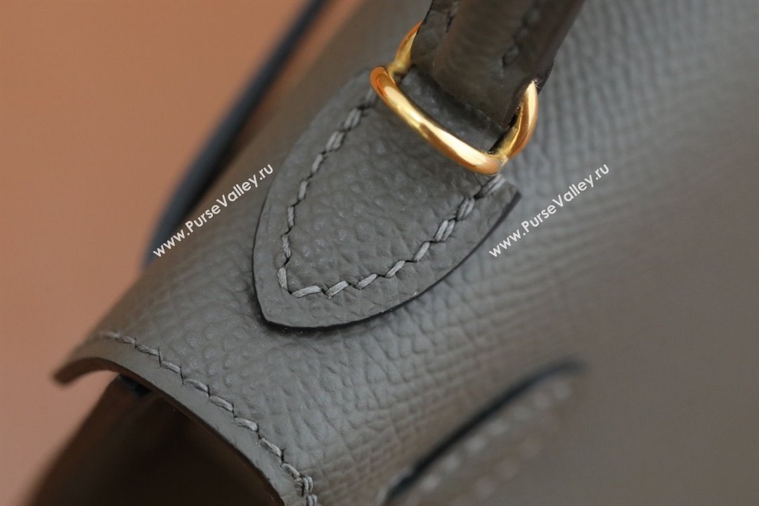 Hermes Mini Kelly II Handbag in original epsom leather gris meyer with gold hardware(handmade) (ayan-231115-11)