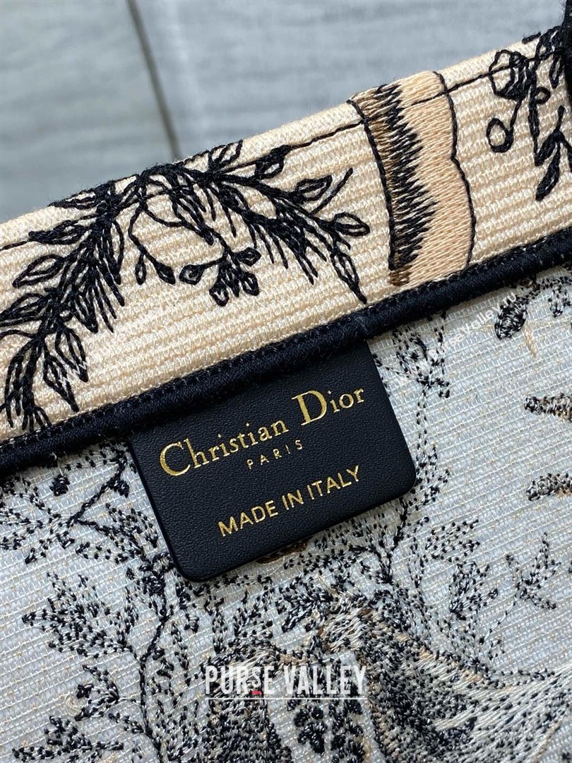 Dior Medium Book Tote Bag in Beige and Black Toile de Jouy Soleil Embroidery 2024 (xxg-240329-11)