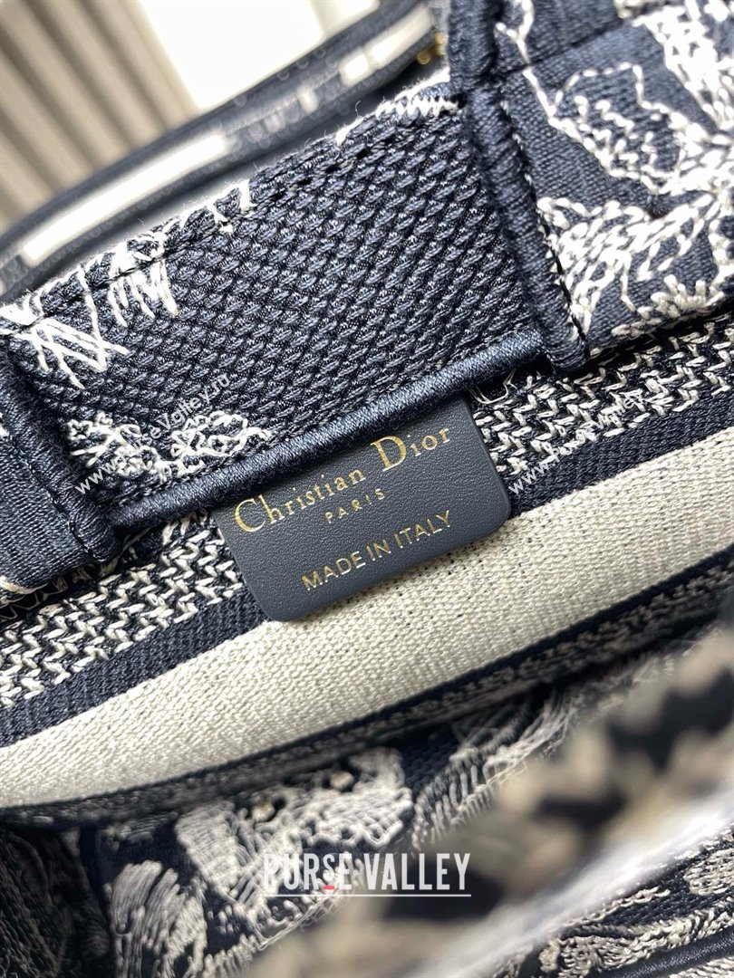 Dior Mini Dior Book Tote Bag with Strap in blue Toile de Jouy Reverse Embroidery 2024 (xxg-240401-09)