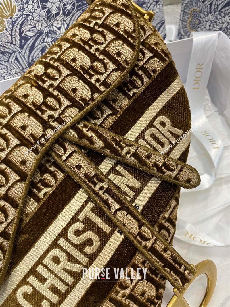Dior SADDLE BAG in Oblique Embroidered Velvet Brown 2020 (vivi-2308 )