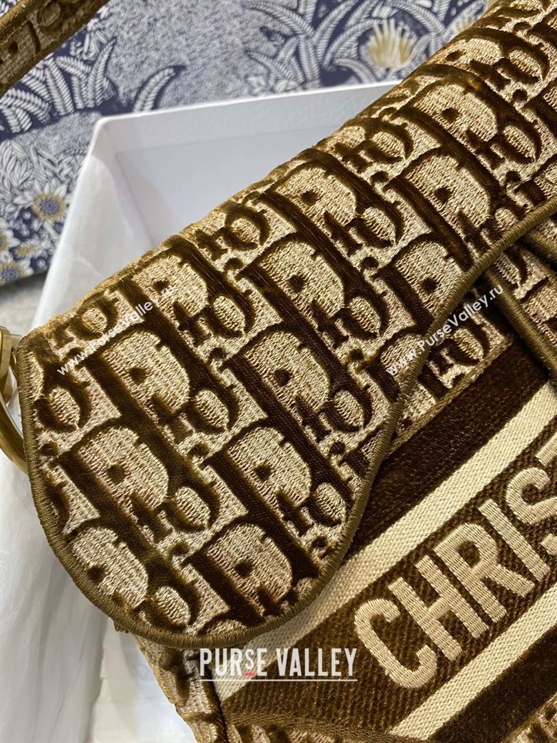 Dior SADDLE BAG in Oblique Embroidered Velvet Brown 2020 (vivi-2308 )