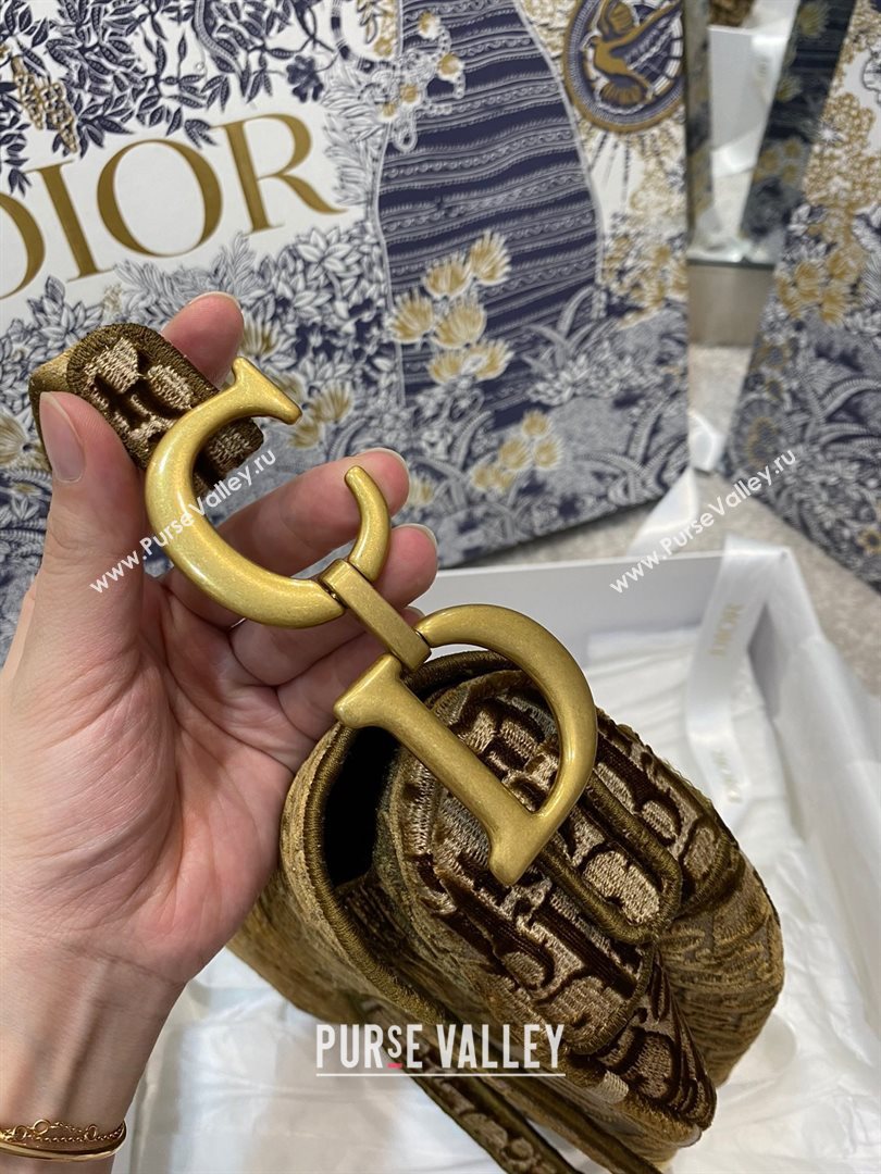 Dior SADDLE BAG in Oblique Embroidered Velvet Brown 2020 (vivi-2308 )