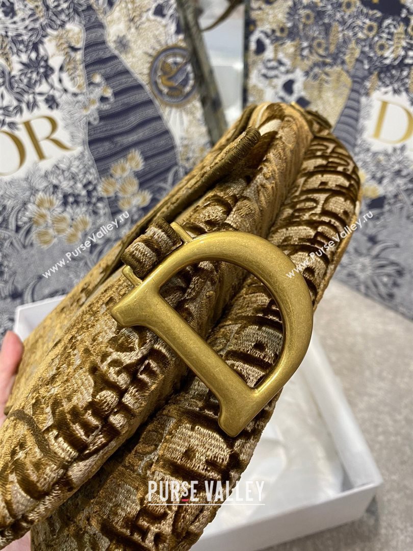 Dior SADDLE BAG in Oblique Embroidered Velvet Brown 2020 (vivi-2308 )