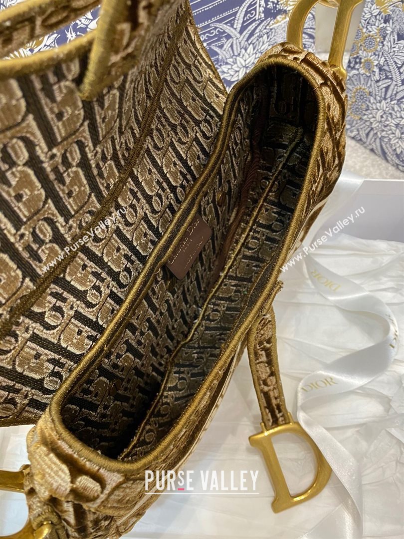 Dior SADDLE BAG in Oblique Embroidered Velvet Brown 2020 (vivi-2308 )