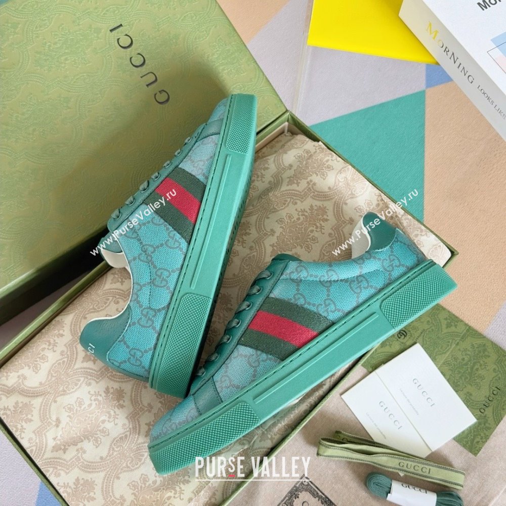 Gucci Green GG Crystal canvas Ace Sneakers with web 760775 2024 (guoran-240226-04)