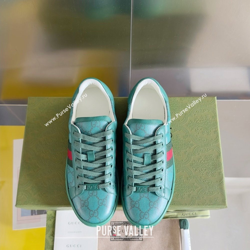 Gucci Green GG Crystal canvas Ace Sneakers with web 760775 2024 (guoran-240226-04)