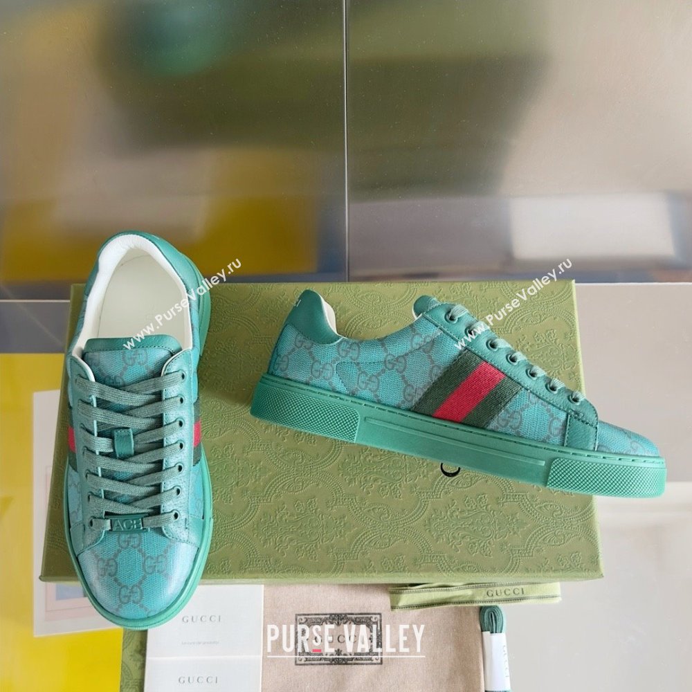 Gucci Green GG Crystal canvas Ace Sneakers with web 760775 2024 (guoran-240226-04)