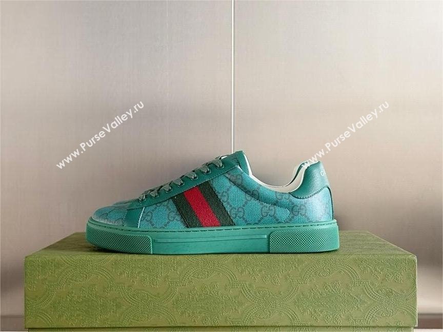 Gucci Green GG Crystal canvas Ace Sneakers with web 760775 2024 (guoran-240226-04)