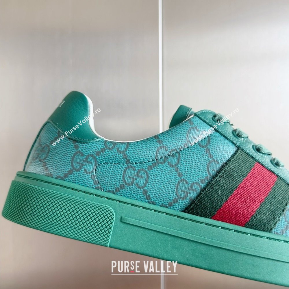 Gucci Green GG Crystal canvas Ace Sneakers with web 760775 2024 (guoran-240226-04)