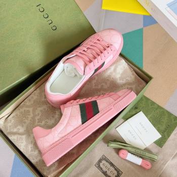 Gucci Pink GG Crystal canvas Ace Sneakers with web 760774 2024 (guoran-240226-01)