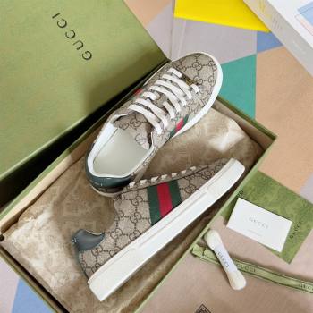 Gucci Beige and ebony GG Supreme Ace Sneakers with web 760774 2024 (guoran-240226-02)