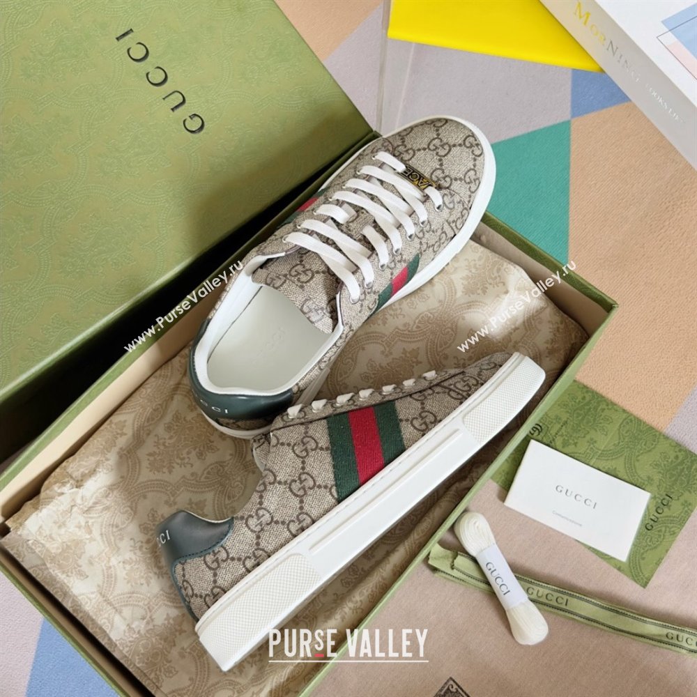 Gucci Beige and ebony GG Supreme Ace Sneakers with web 760774 2024 (guoran-240226-02)