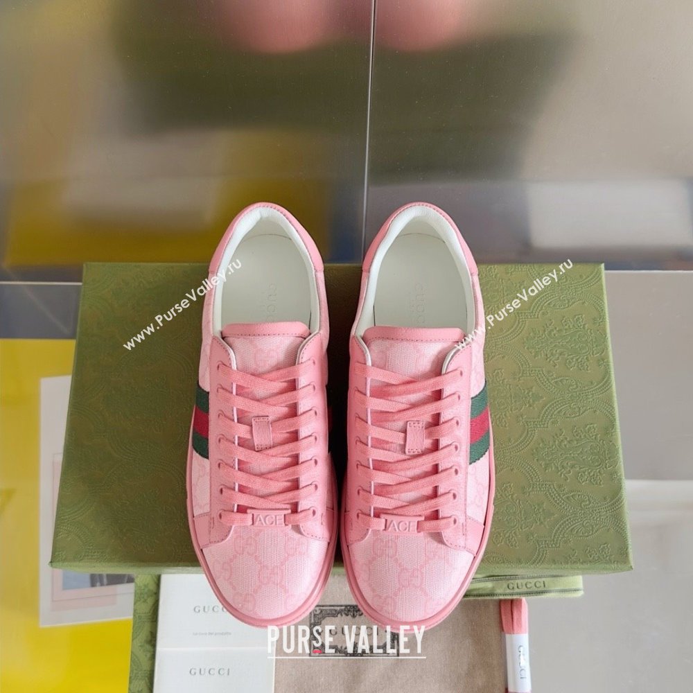 Gucci Pink GG Crystal canvas Ace Sneakers with web 760774 2024 (guoran-240226-01)