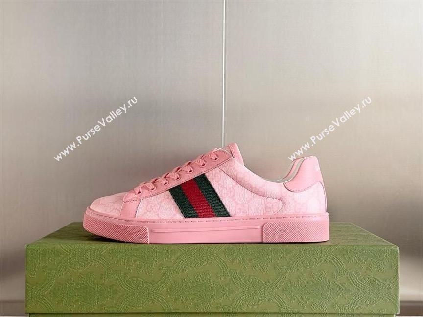 Gucci Pink GG Crystal canvas Ace Sneakers with web 760774 2024 (guoran-240226-01)